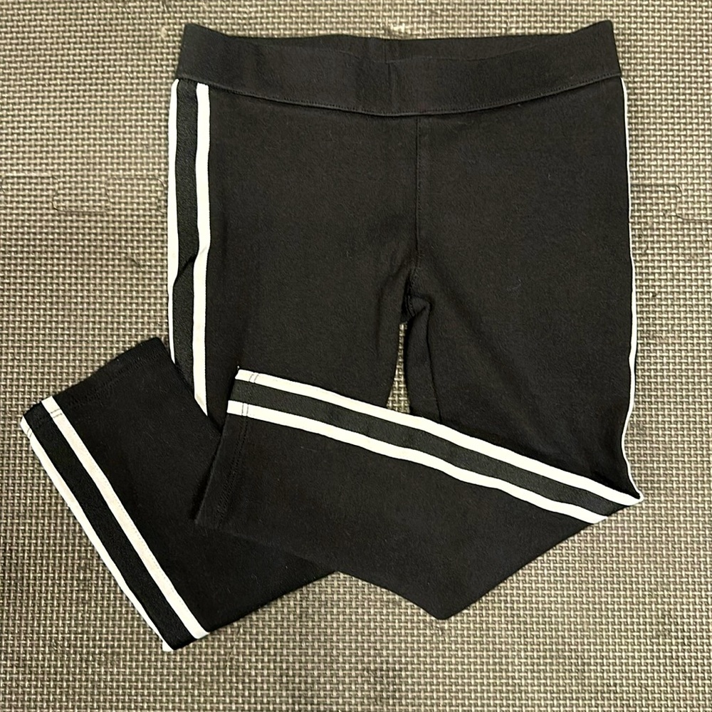 Janie & Jack black leggings with white stripes